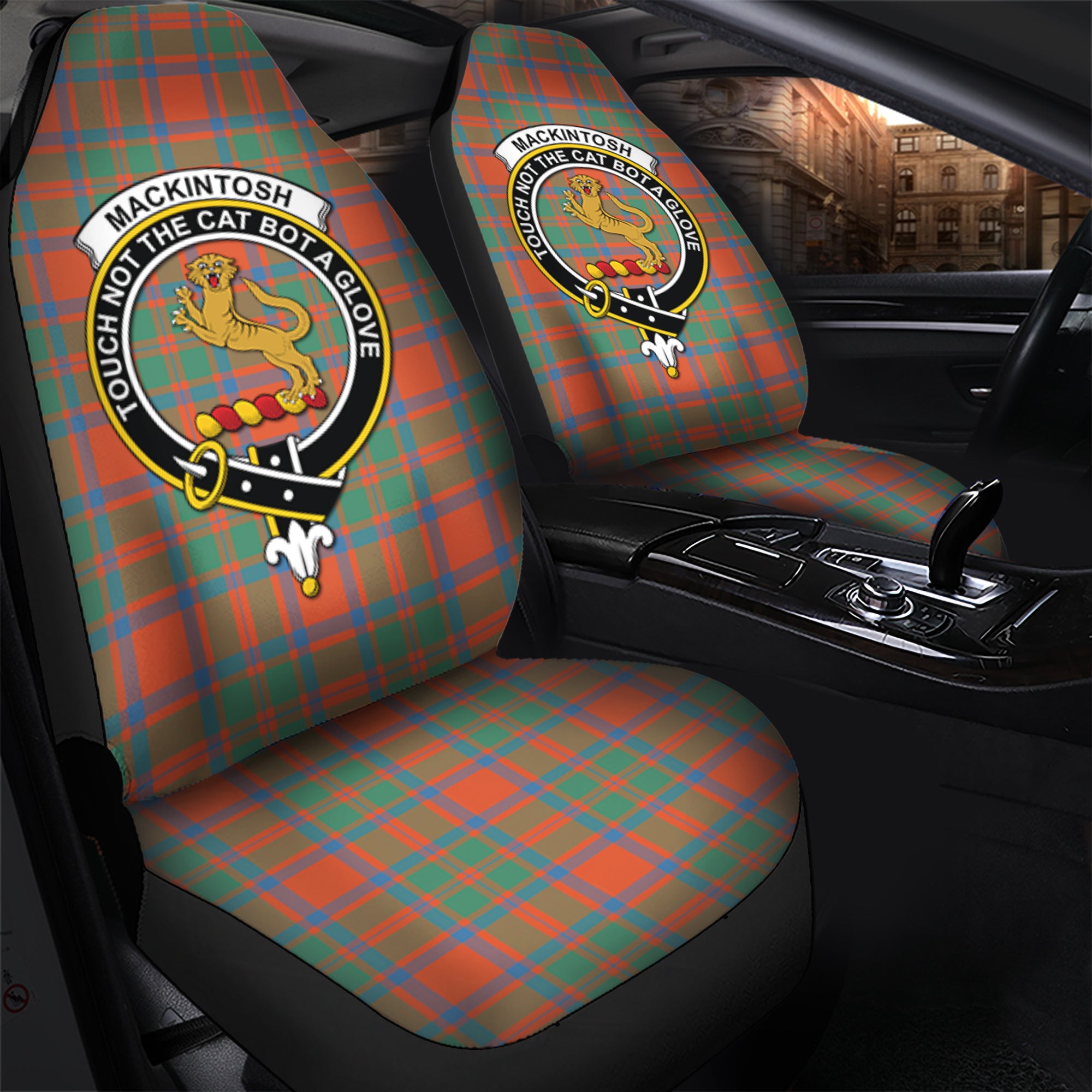 MacKintosh Ancient Clan Tartan Car Seat Cover, Family Crest Tartan Seat Cover TS23