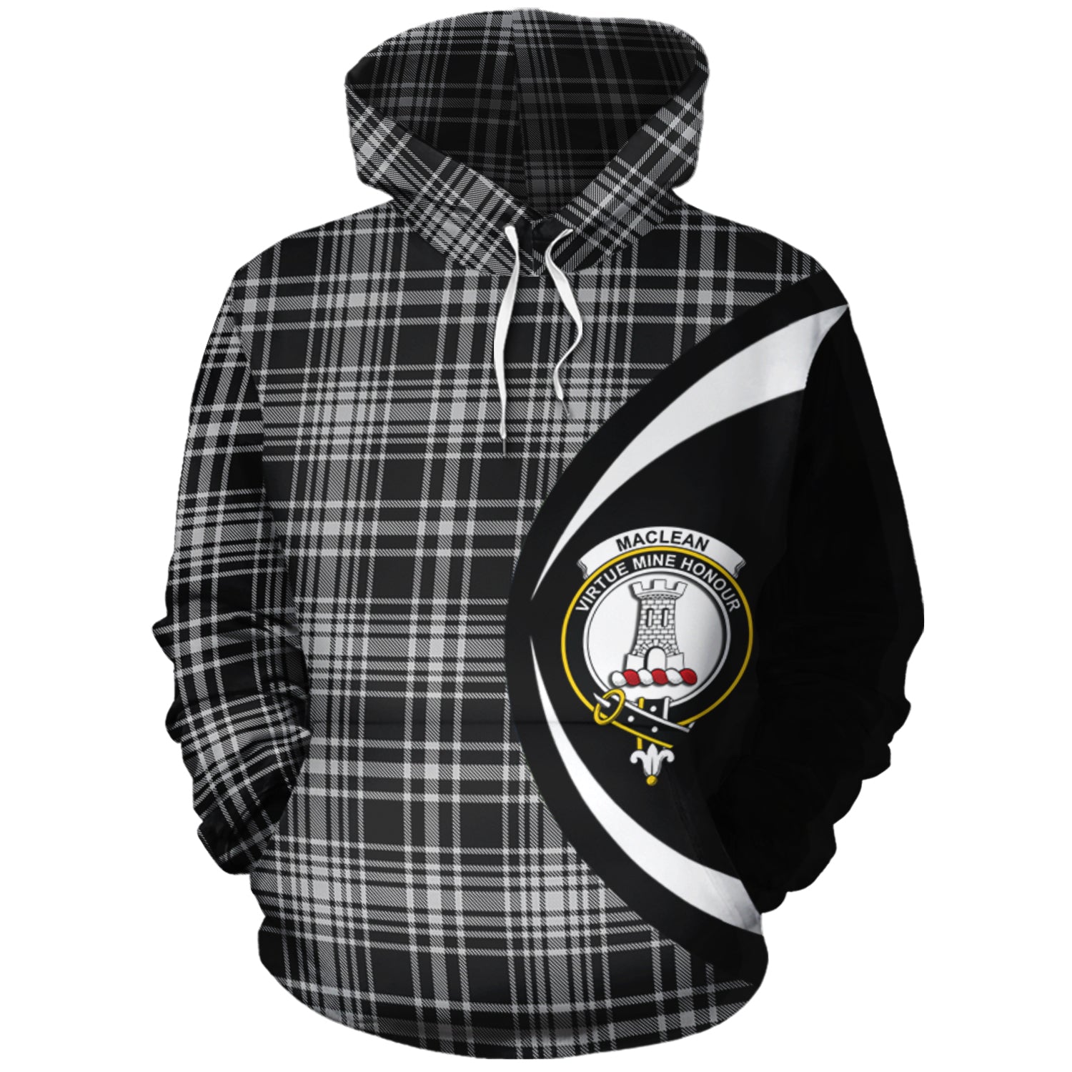 scottish-maclean-black-and-white-clan-crest-circle-style-tartan-hoodie