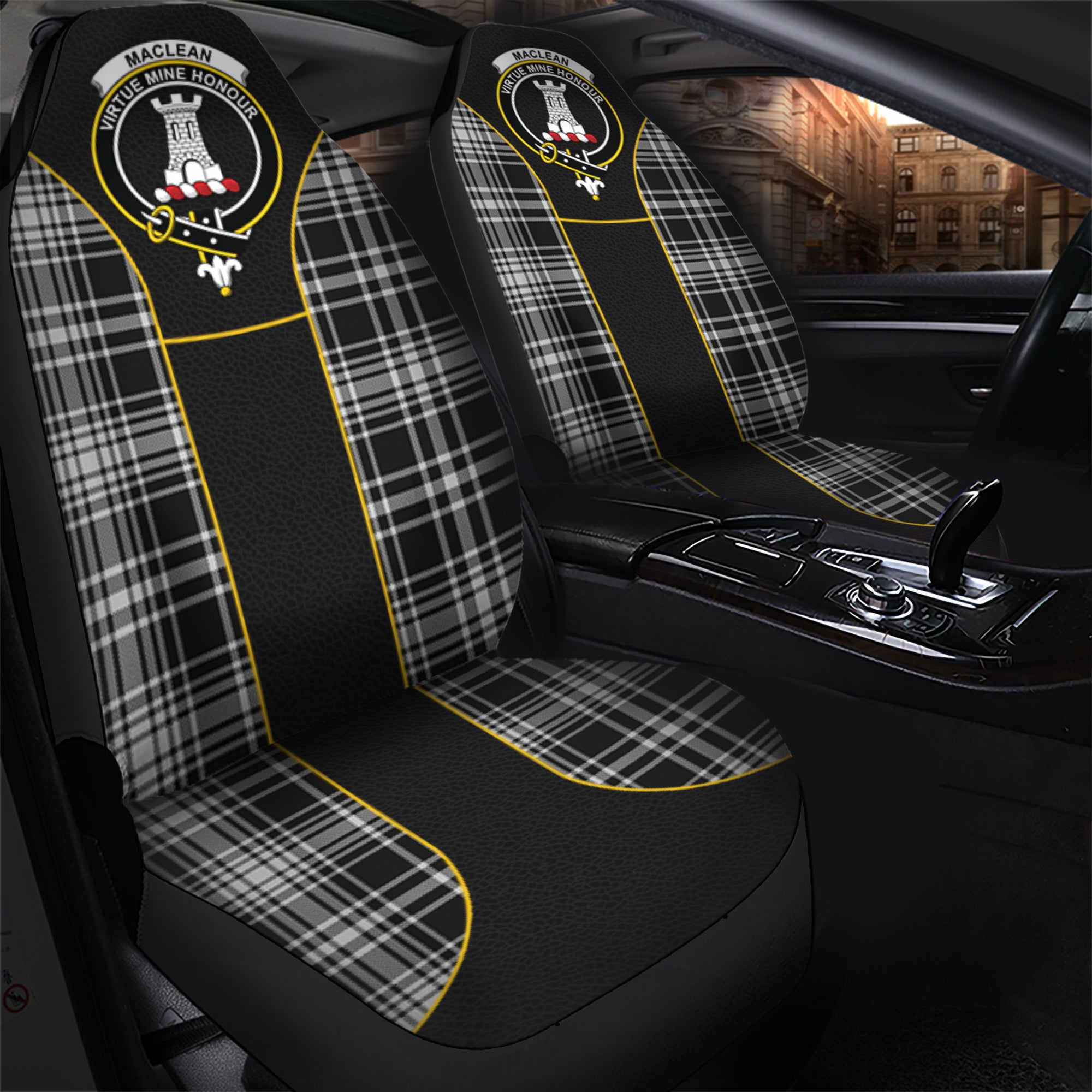 scottish-maclean-black-and-white-tartan-crest-car-seat-cover-special-style