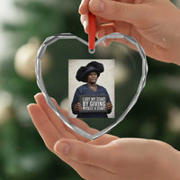 Madam CJ Walker Quote Heart Crystal Glass Ornament I Got My Start By Giving Myself A Start - Wonder Print Shop