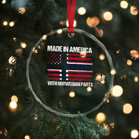 Made in America with Norwegian Parts Crystal Glass Ornament Half American Flag USA Norway Pride