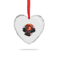 Majestic Three Wolves Howling at Red Blood Moon Graphic Heart Crystal Glass Ornament Wild Nature with Celestial Astronomy
