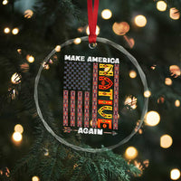 Make America Native Again Crystal Glass Ornament Indigenous Pride Cultural Heritage USA Flag - Wonder Print Shop