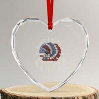 Make America Native Again Heart Crystal Glass Ornament Indigenous Peoples Pride USA Flag - Wonder Print Shop