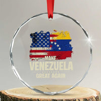 Make Venezuela Great Again Crystal Glass Ornament Distressed US and Venezuela Flag Unity - Wonder Print Shop