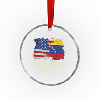 Make Venezuela Great Again Crystal Glass Ornament Distressed US and Venezuela Flag Unity - Wonder Print Shop