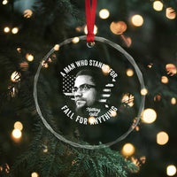 Malcolm X Crystal Glass Ornament A Man Who Stands For Nothing Will Fall For Anything American Flag - Wonder Print Shop