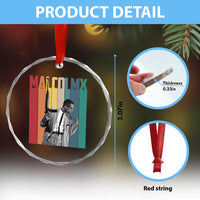 Malcolm X Crystal Glass Ornament Retro Portrait Black Empowerment Heritage Gift - Wonder Print Shop