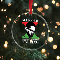 Malcolm X Crystal Glass Ornament Stumbling Is Not Falling Black History Leader TS12