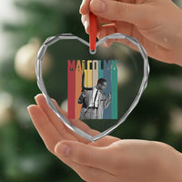 Malcolm X Heart Crystal Glass Ornament Retro Portrait Black Empowerment Heritage Gift - Wonder Print Shop
