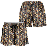 Mali Mud Cloth Legacy Pattern Shorts for Women Ethnic Geometry Style - Wonder Print Shop