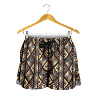Mali Mud Cloth Legacy Pattern Shorts for Women Ethnic Geometry Style - Wonder Print Shop