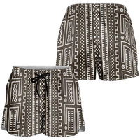 Mali Mud Cloth Shorts for Women Bogolanfini Pattern - Wonder Print Shop