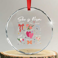 Mama Christian Religious Crystal Glass Ornament She Is Mom Mother's Day Jesus Flowers Bow - Wonder Print Shop