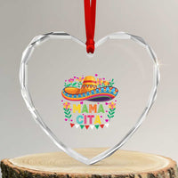 Mama Cita Heart Crystal Glass Ornament Cinco De Mayo Mexican Mom Flower Sombrero