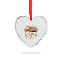 Mama Cita Heart Crystal Glass Ornament Cinco De Mayo Mexican Mom Flower Sombrero