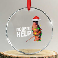 Marcus The Worm Christmas Crystal Glass Ornament Robert Help Internet Weirdcore Brainrot Humor - Wonder Print Shop