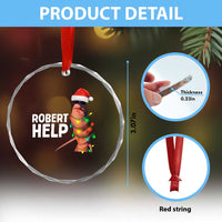 Marcus The Worm Christmas Crystal Glass Ornament Robert Help Internet Weirdcore Brainrot Humor - Wonder Print Shop