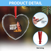 Marcus The Worm Heart Crystal Glass Ornament Funny Brainrot Meme Robert Help - Wonder Print Shop