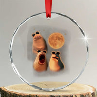 Marcus The Worm Meme Crystal Glass Ornament Funny Howling At Moon TS14