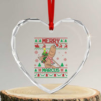 Marcus The Worm Robert Meme Christmas Heart Crystal Glass Ornament - Wonder Print Shop