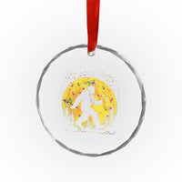 Mardi Gras Bigfoot Crystal Glass Ornament Funny Sasquatch Carnival Trendy Meme