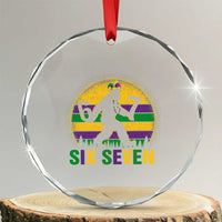 Mardi Gras Bigfoot Crystal Glass Ornament Funny Six Seven Meme Carnival Trendy