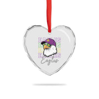 Mardi Gras Eagles Heart Crystal Glass Ornament 2025 Champs NOLA Louisiana - Wonder Print Shop