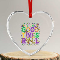 Mardi Gras Let The Good Times Roll Heart Crystal Glass Ornament Funny Carnival