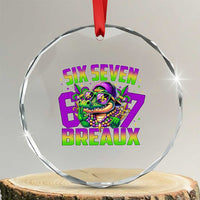 Mardi Gras Six Seven Breaux Crystal Glass Ornament Funny Mardigator Alligator 6 7 Meme