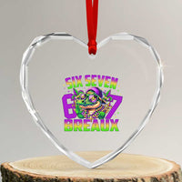 Mardi Gras Six Seven Breaux Heart Crystal Glass Ornament Funny Mardigator Alligator 6 7 Meme