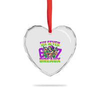 Mardi Gras Six Seven Breaux Heart Crystal Glass Ornament Funny Mardigator Alligator 6 7 Meme