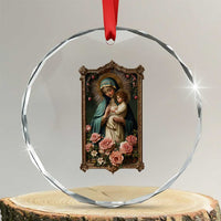 Marian Catholic Ave Maria Crystal Glass Ornament Blessed Mother Mary Hail Vintage Aesthetic TS09