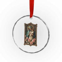 Marian Catholic Ave Maria Crystal Glass Ornament Blessed Mother Mary Hail Vintage Aesthetic TS09
