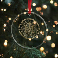 Marian Catholic Ave Maria Crystal Glass Ornament Miraculous Medal Blessed Mother Mary Hail TS09