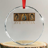 Marian Catholic Ave Maria Crystal Glass Ornament Vintage Aesthetic Blessed Mother Mary Hail TS09