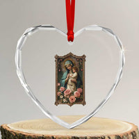 Marian Catholic Ave Maria Heart Crystal Glass Ornament Blessed Mother Mary Hail Vintage Aesthetic - Wonder Print Shop