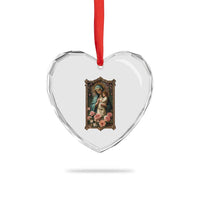 Marian Catholic Ave Maria Heart Crystal Glass Ornament Blessed Mother Mary Hail Vintage Aesthetic - Wonder Print Shop