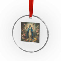 Marian Catholic Crystal Glass Ornament Hail Mary Full Of Grace Blessed Virgin Mary Floral TS10