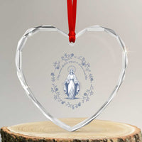 Marian Catholic Heart Crystal Glass Ornament Virgin Mary Catholic Floral Women Religious - Wonder Print Shop