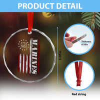 Marine 250th Anniversary Crystal Glass Ornament Retro Patriotic Military Veteran Gift American Flag - Wonder Print Shop