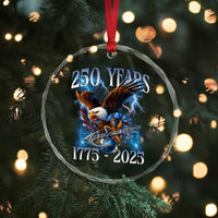 Marine Veteran 250th Anniversary Crystal Glass Ornament Eagle Patriotic Military Gift for Marines Veterans - Wonder Print Shop