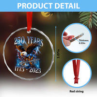 Marine Veteran 250th Anniversary Crystal Glass Ornament Eagle Patriotic Military Gift for Marines Veterans - Wonder Print Shop