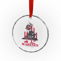 Marine Veteran 250th Anniversary Crystal Glass Ornament Retro Military Corps American Flag - Wonder Print Shop