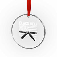 Martial Arts Karate Black Belt Crystal Glass Ornament Retro Vintage American Flag TS10