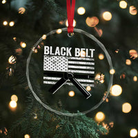 Martial Arts Karate Black Belt Crystal Glass Ornament Retro Vintage American Flag - Wonder Print Shop