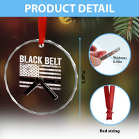 Martial Arts Karate Black Belt Crystal Glass Ornament Retro Vintage American Flag - Wonder Print Shop