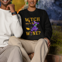 Halloween Witch Sweatshirt Witch Way To The Wine Halloween Drinking for Wiccan Witches - Wonder Print Shop