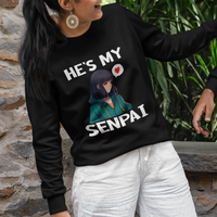 Valentine's Day Couple Matching Sweatshirt He's My Senpai Funny Anime Girlfriend - Wonder Print Shop