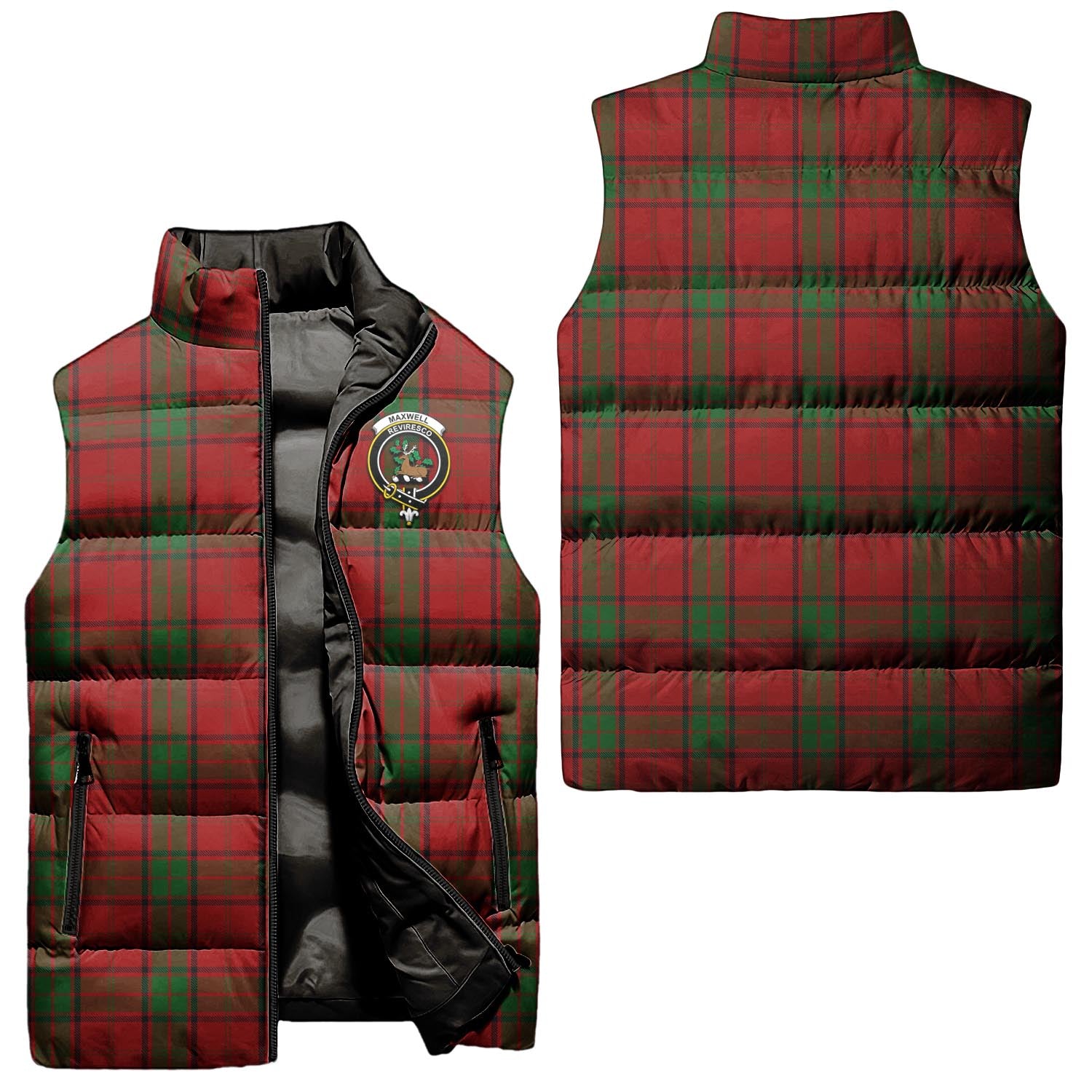 maxwell-clan-puffer-vest-family-crest-plaid-sleeveless-down-jacket